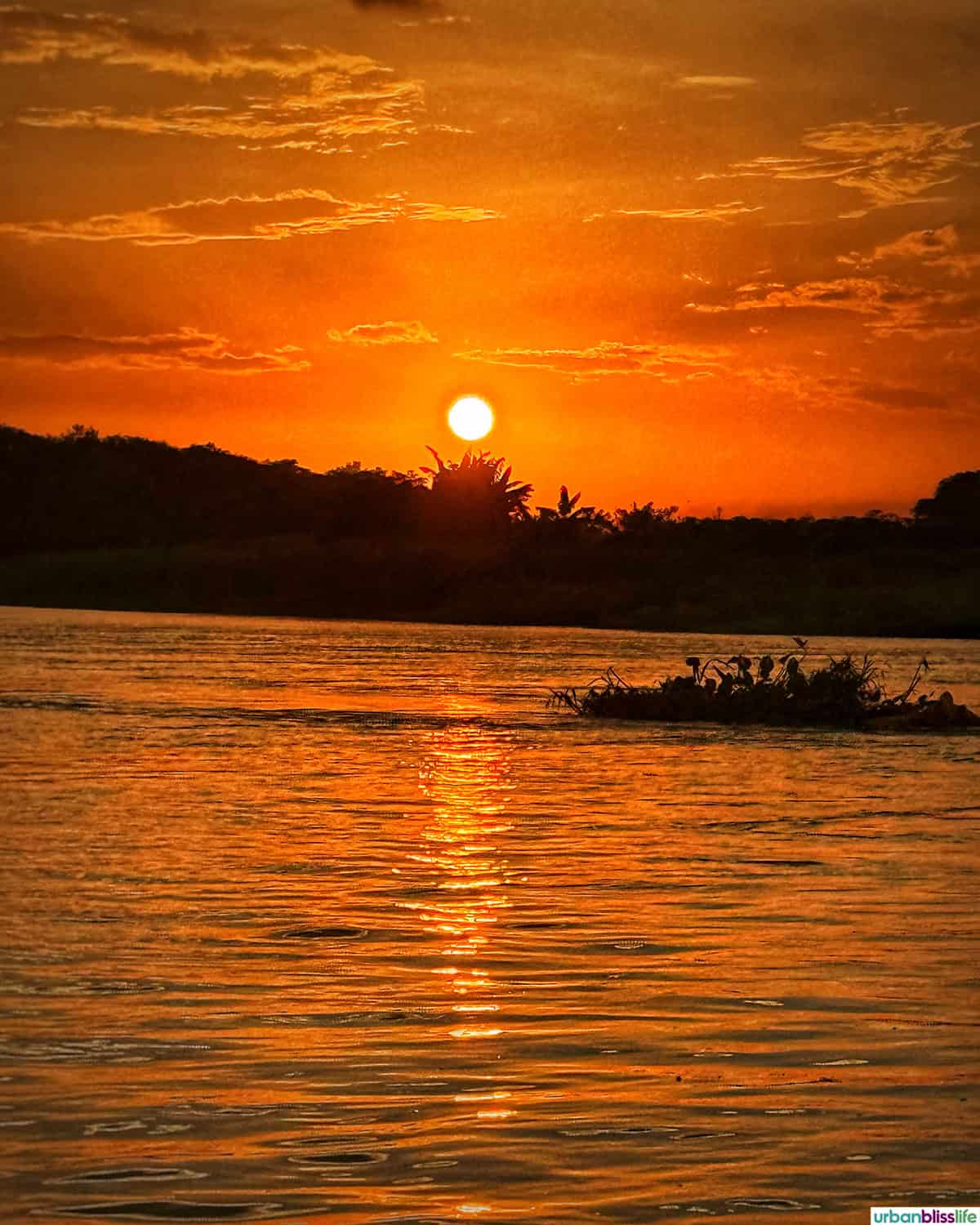 sunset over the Magdalena River in Mompox, Colombia.