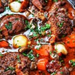 Coq au Vin in a Dutch oven.