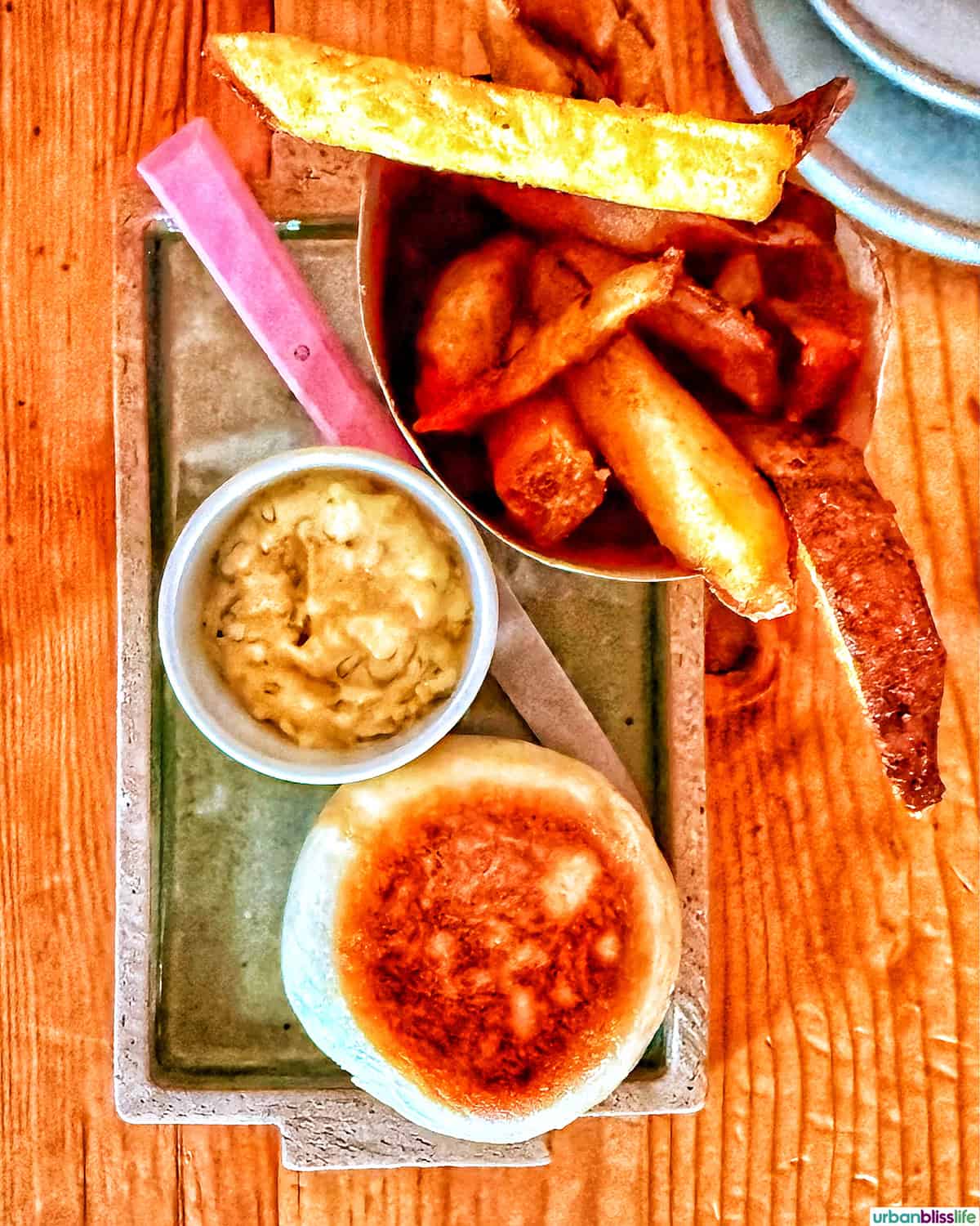 bau burger and fries at Jeju restaurant.
