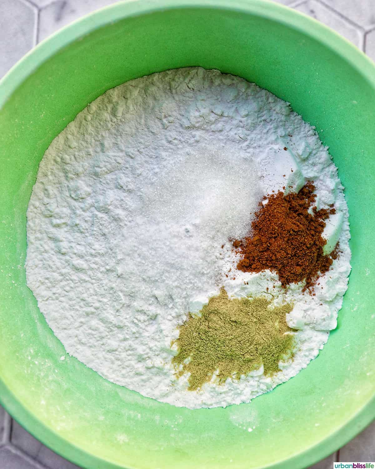 bowl with dry ingredients to make Taiwanese popcorn chicken.