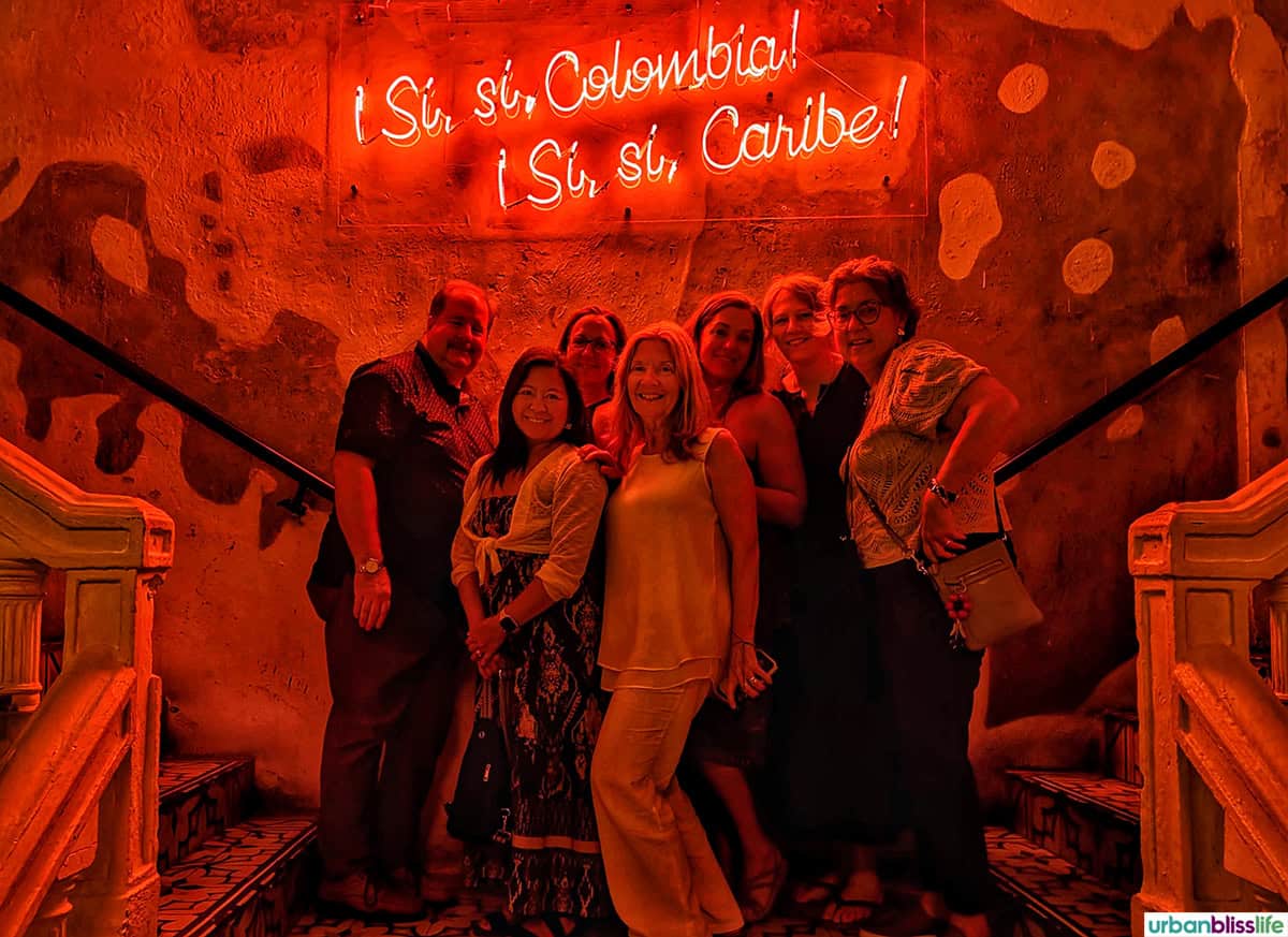 SATW travel bloggers at Alquimico bar in Cartagena, Colombia.