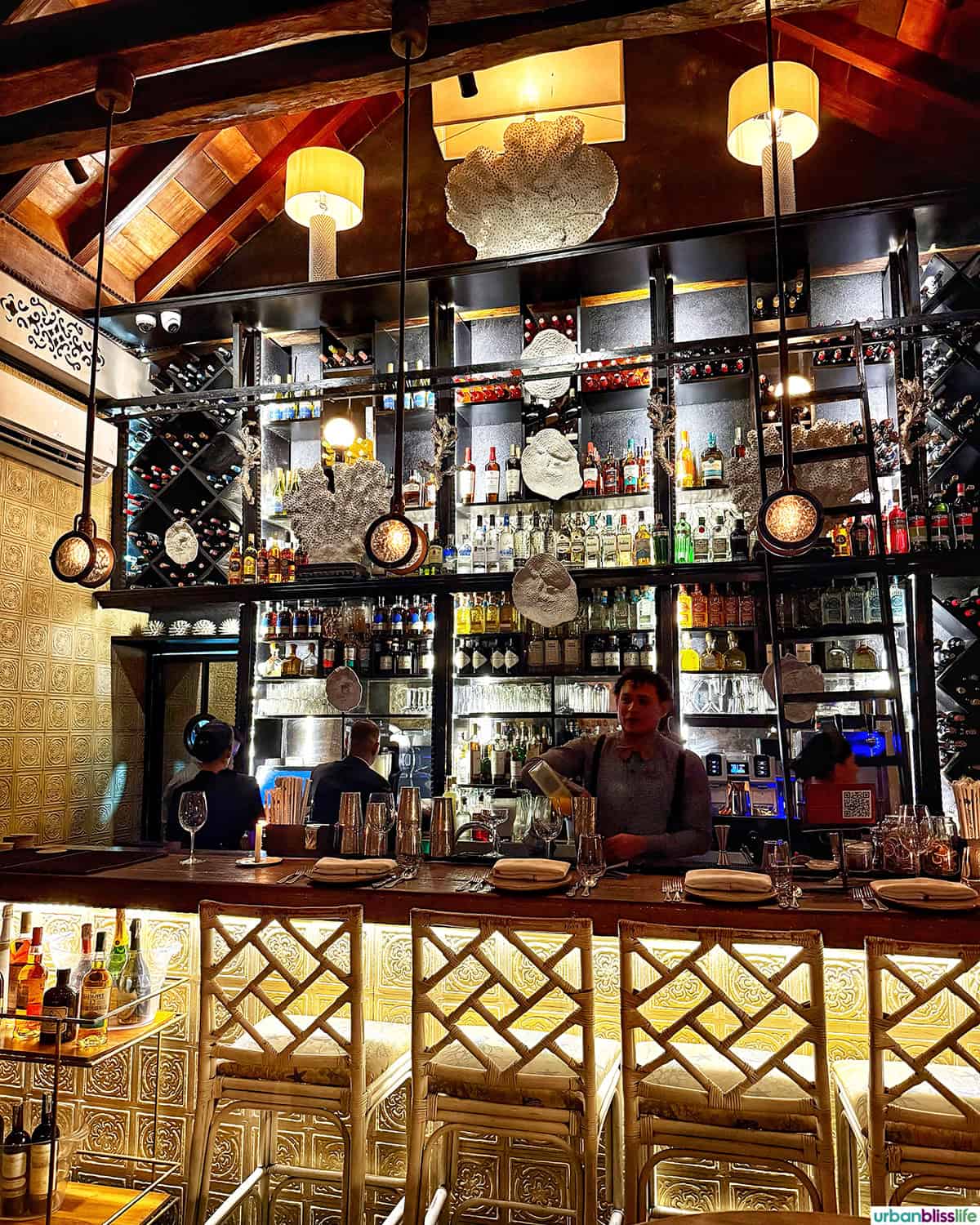 Bar at Cande restaurant in Cartagena, Colombia.