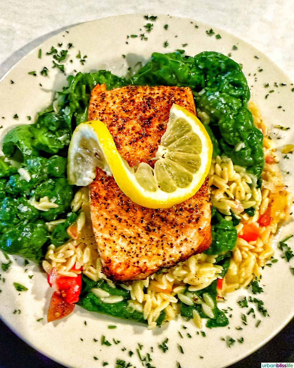 salmon dish at Hi-Way House in The Dalles, Oregon.