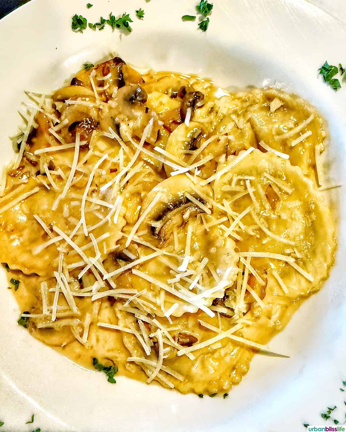 mushroom ravioli at Hi-Way House in The Dalles, Oregon.