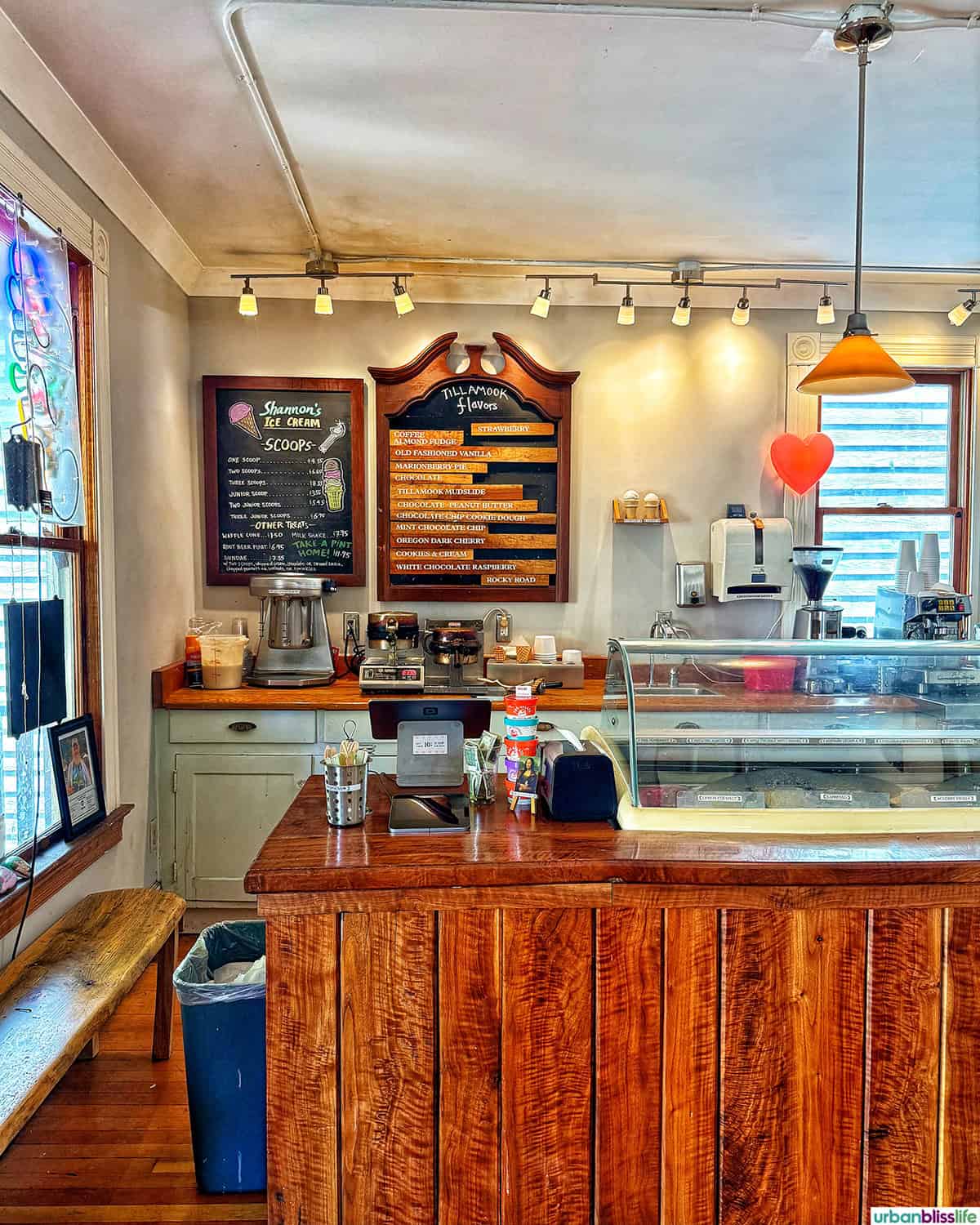 interior of Shannon's Ice Cream in The Dalles, Oregon.