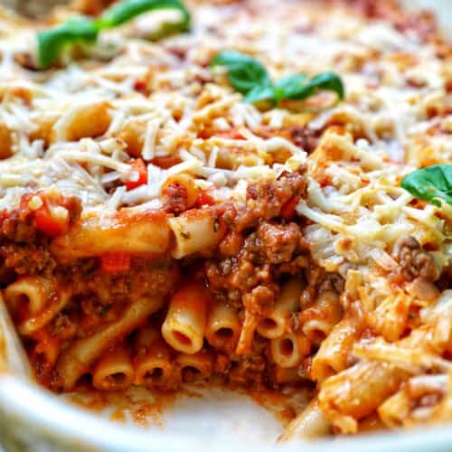 baked pasta bolognese.