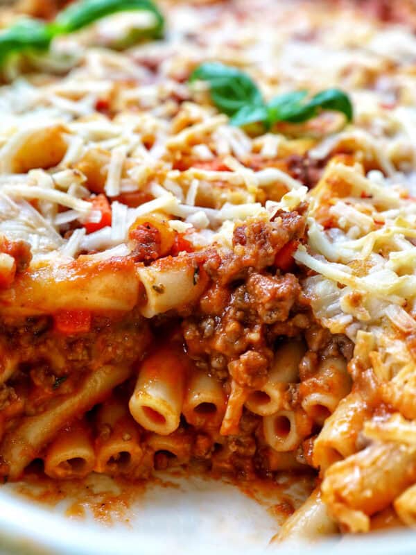 baked pasta bolognese.