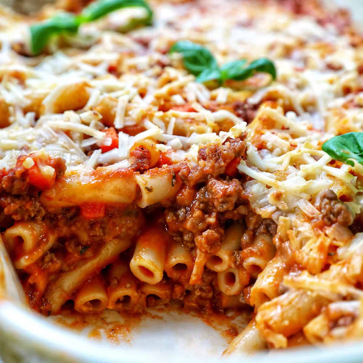 baked pasta bolognese.