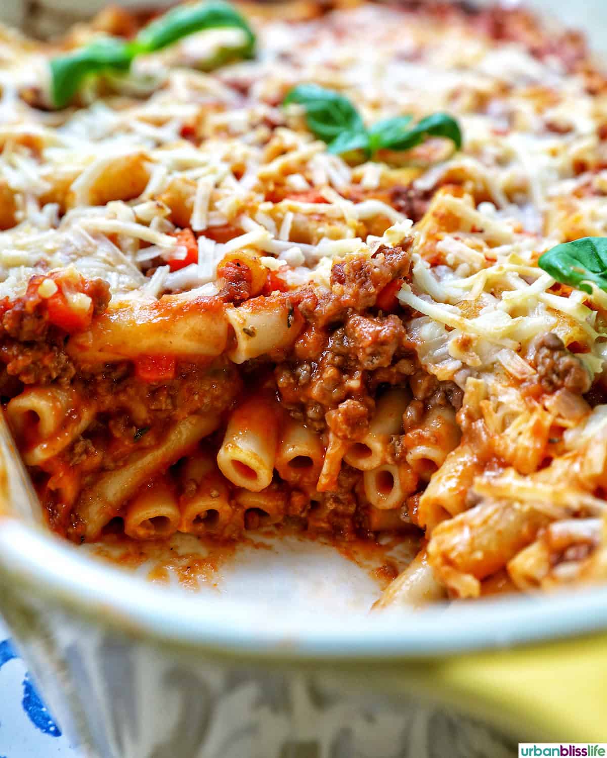 baked pasta bolognese.