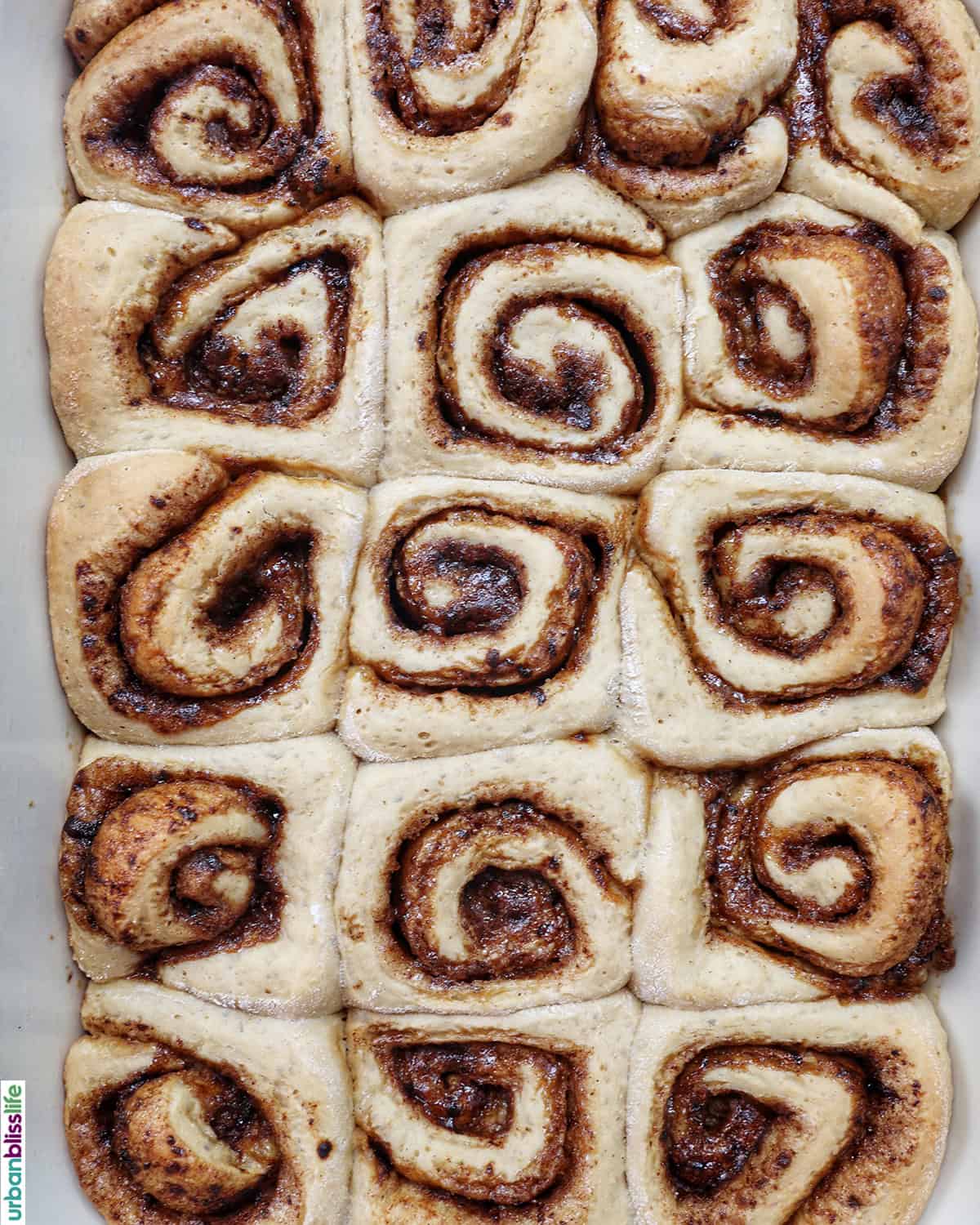sliced coffee cinnamon rolls just baked.