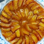 closeup of a Pomme Tarte Tatin apple tart.