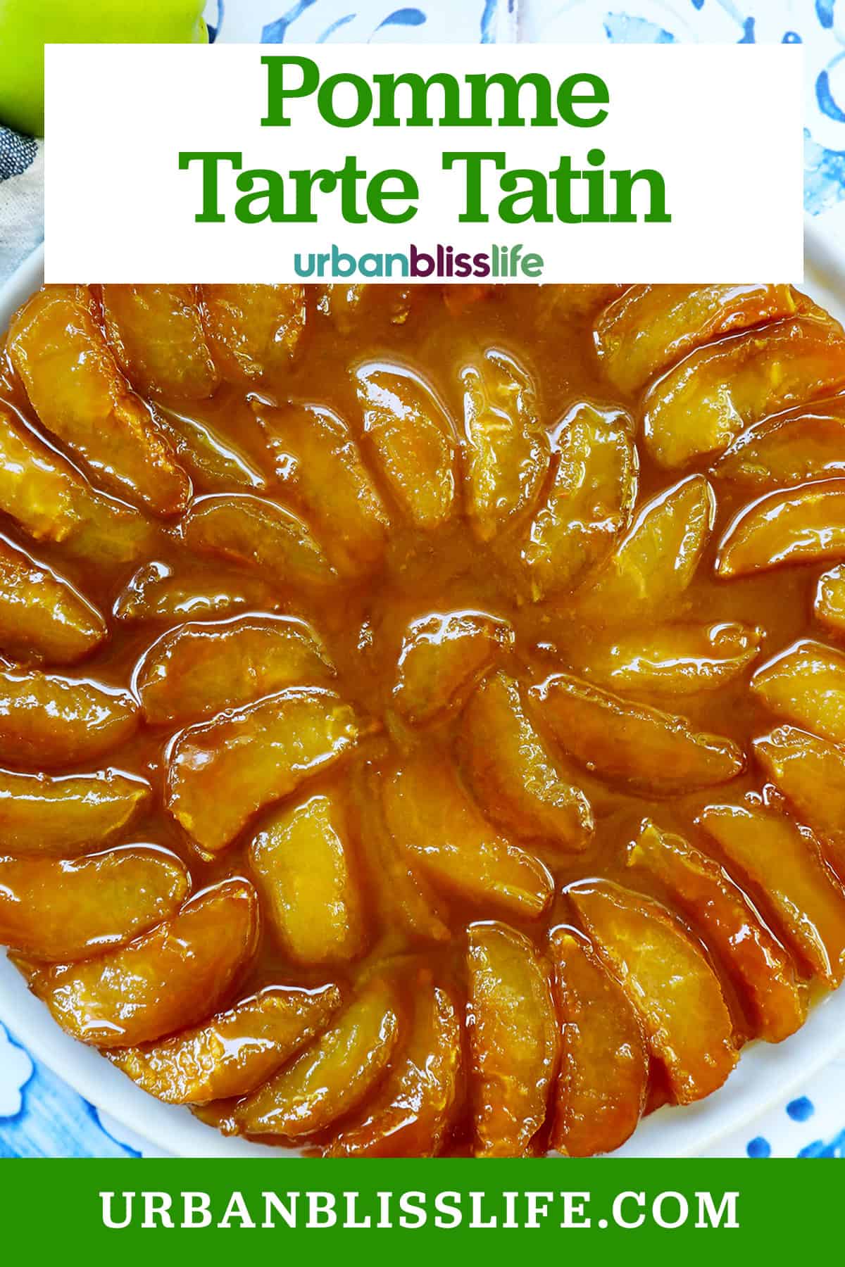 pomme tarte tatin with title text overlay.
