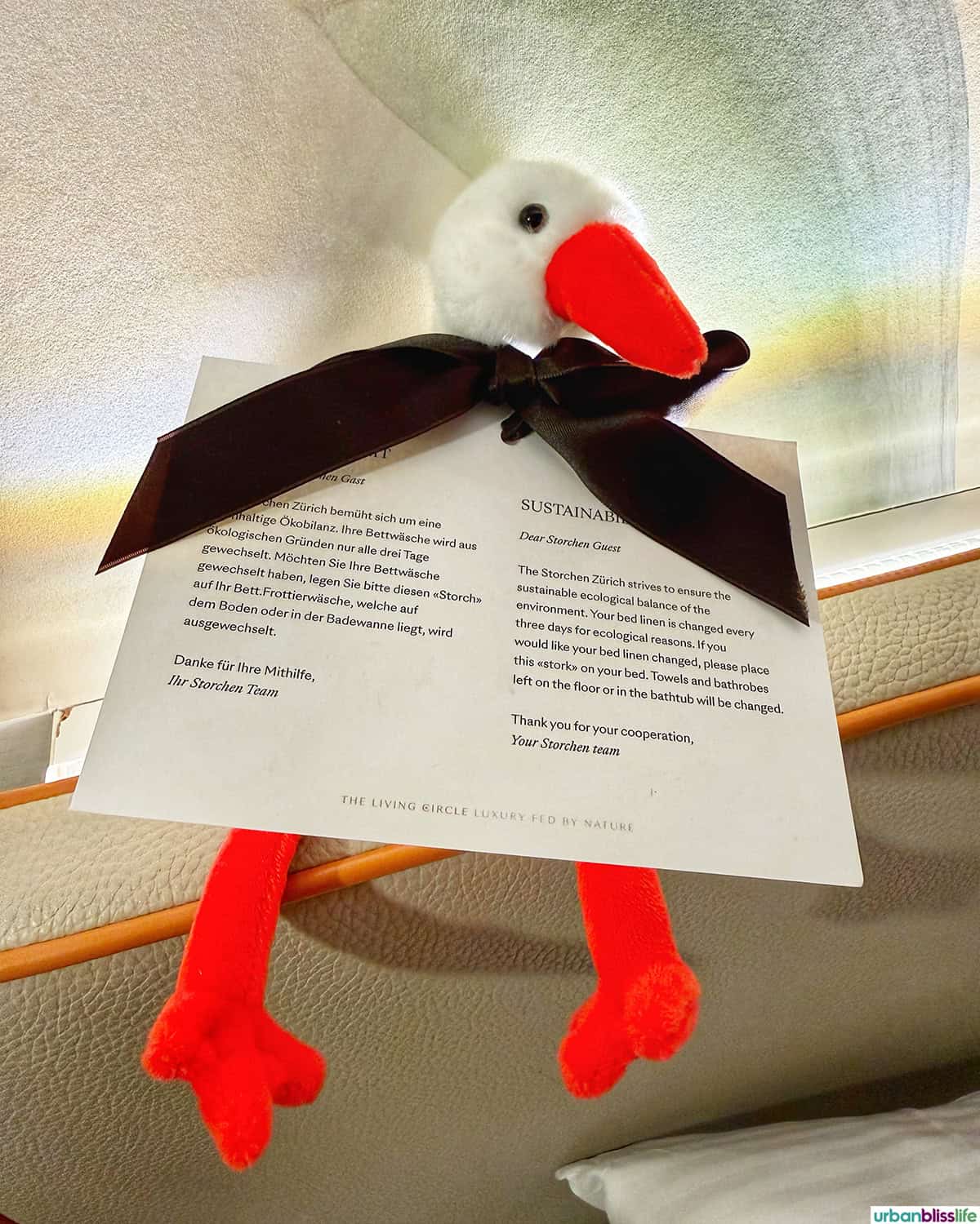 stork stuffed animal at Hotel Storchen Zürich.